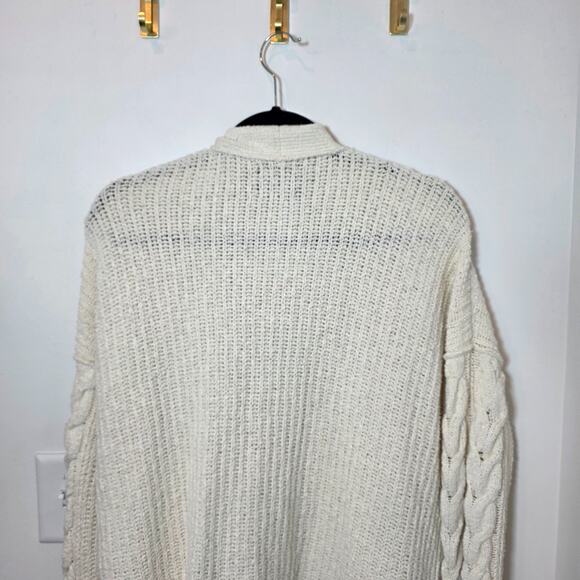 Abercrombie & Fitch Chunky Knit Open Long Cardigan Sweater Pockets Womens Medium - Picture 5 of 8